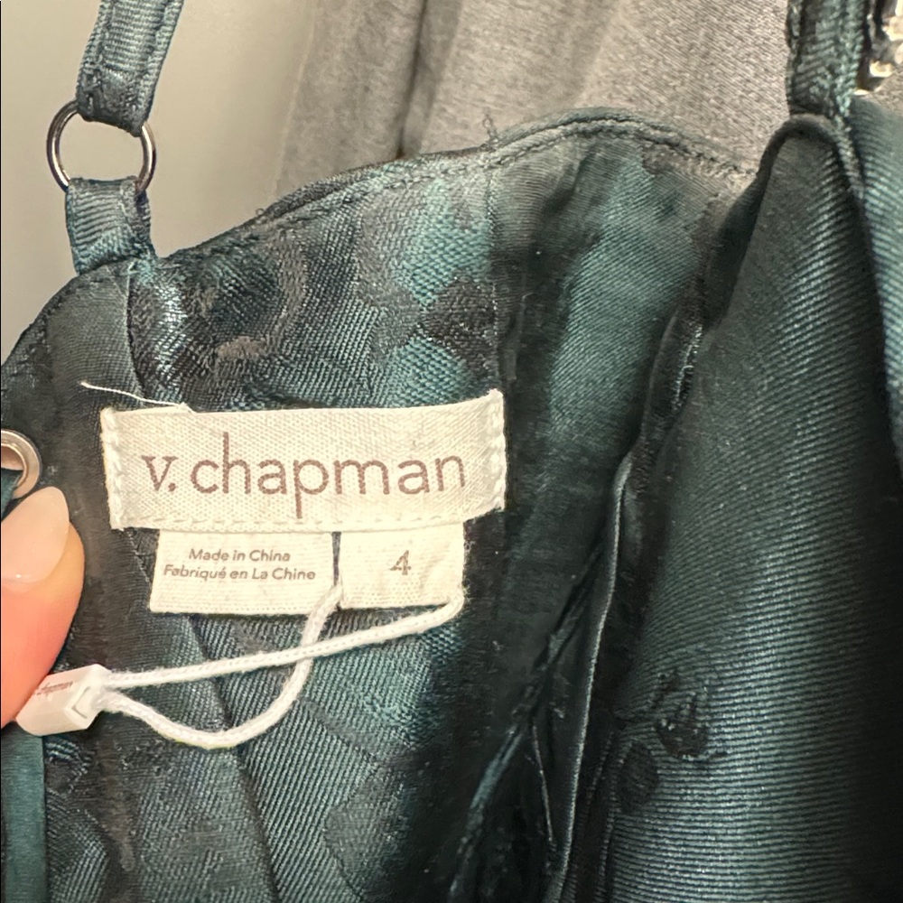 V. Chapman Dark Green Pearl-Trim Maxi Dress - Picture 8 of 8